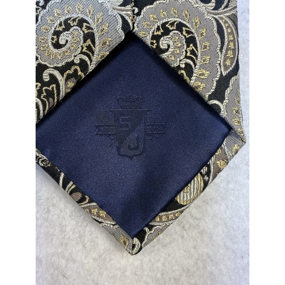 SEAN JOHN Silk Tie Black Gold Jacquard Paisley Designer Mens Necktie - Picture 5 of 6
